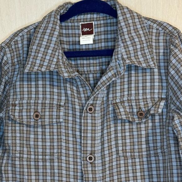 Tea Collection Boys Cotton Plaid Button Down size 4C - Picture 2 of 7